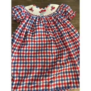 Ruah Shalom Designs Baby Girl 18M Red White Blue Gingham Smocked Patriotic Dress